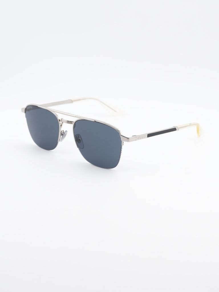 Gucci Gg0985s 001 Men Sunglasses Silver Square Frame, Grey Lenses